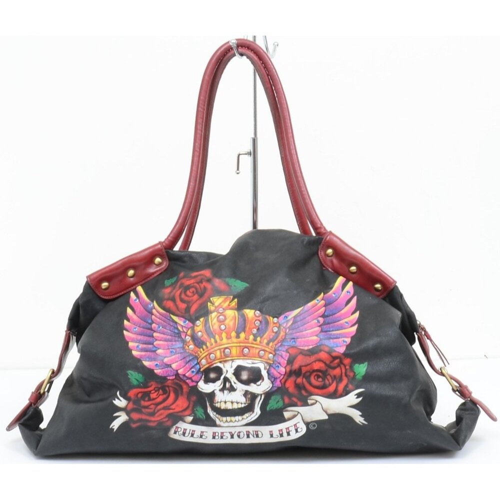 'Rule Beyond‎ Life' Skull WIngs Tatooo Huge Carry-on Tote Purse 26" x 10" x 12"